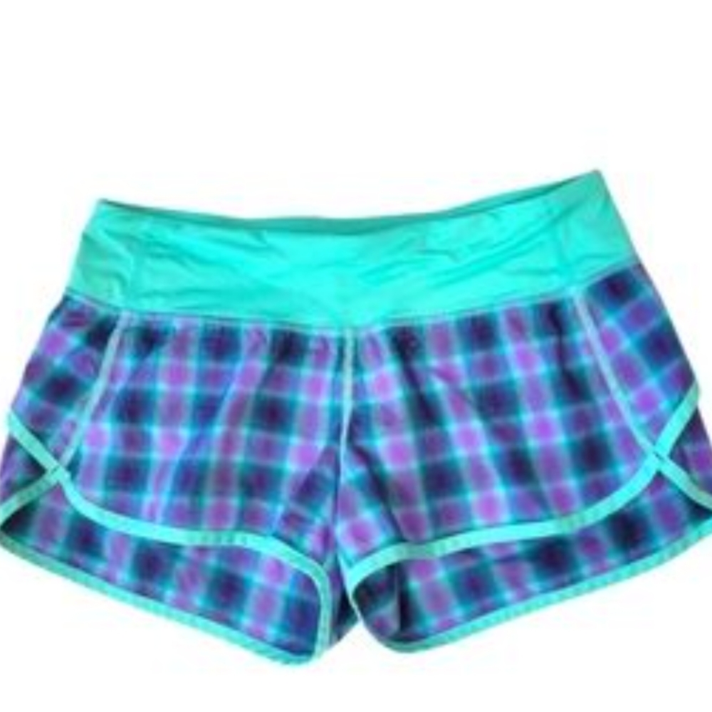 Lululemon Speed Shorts in Oasis Ombre Lolo Purple Plaid